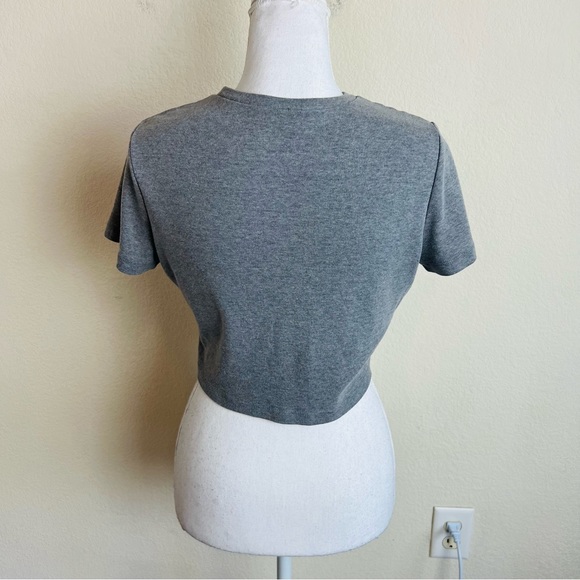 Rio Of Stars Basic Essentials Light Grey Short Sleeve Stretch Crop Top T-Shirt - Picture 4 of 5